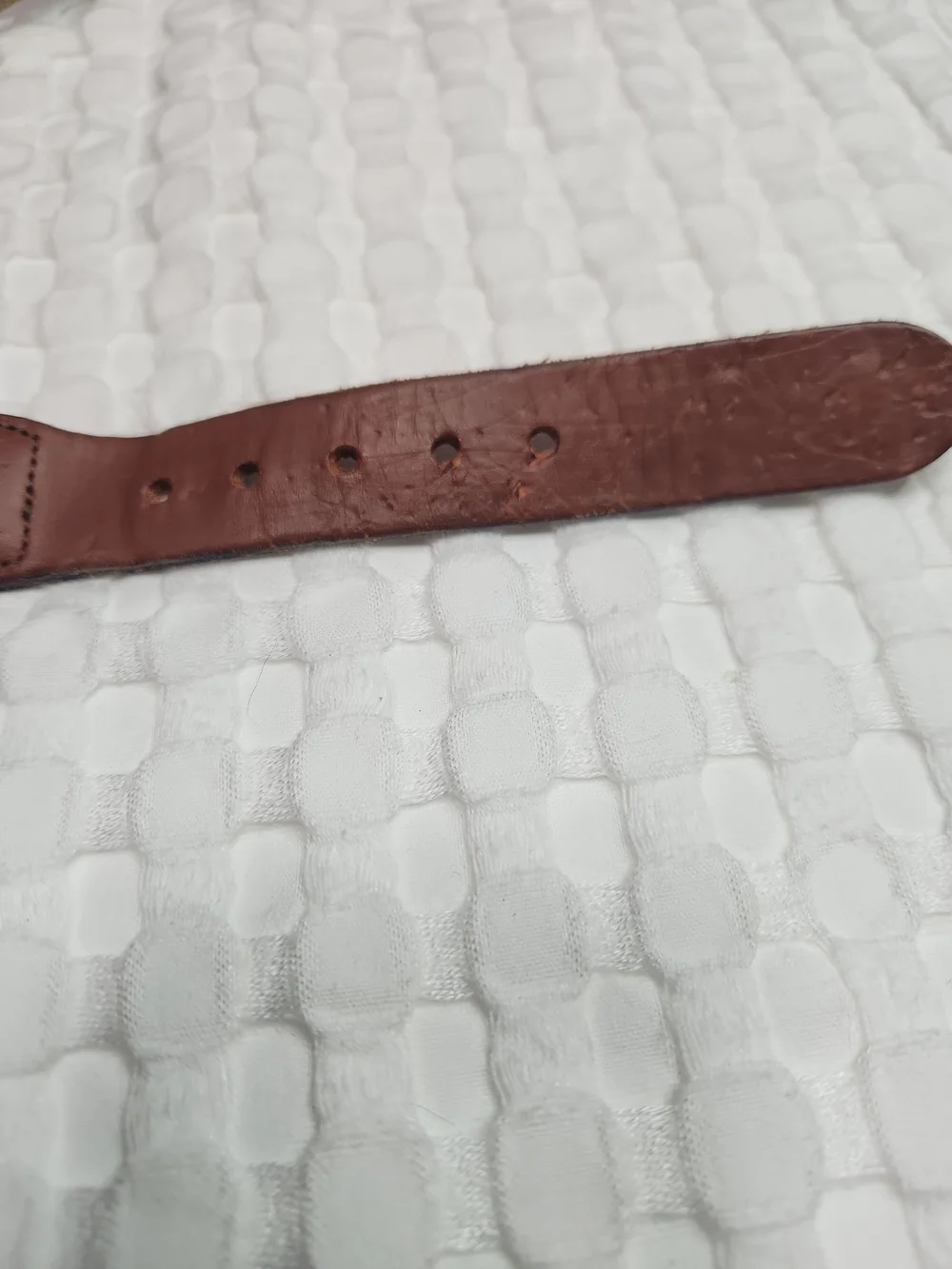 Men's Leather Made Ltd. Navy Fish Webbed Belt with Brown Leather Trim Sz 38